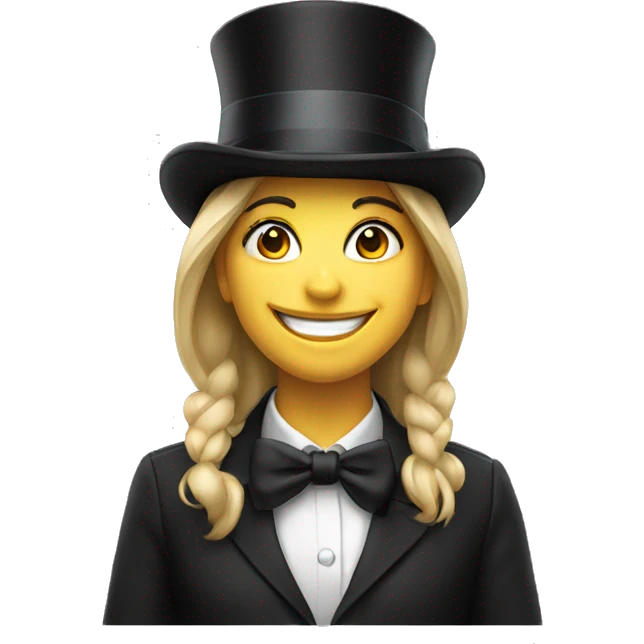 smiling girl in top hat emoji