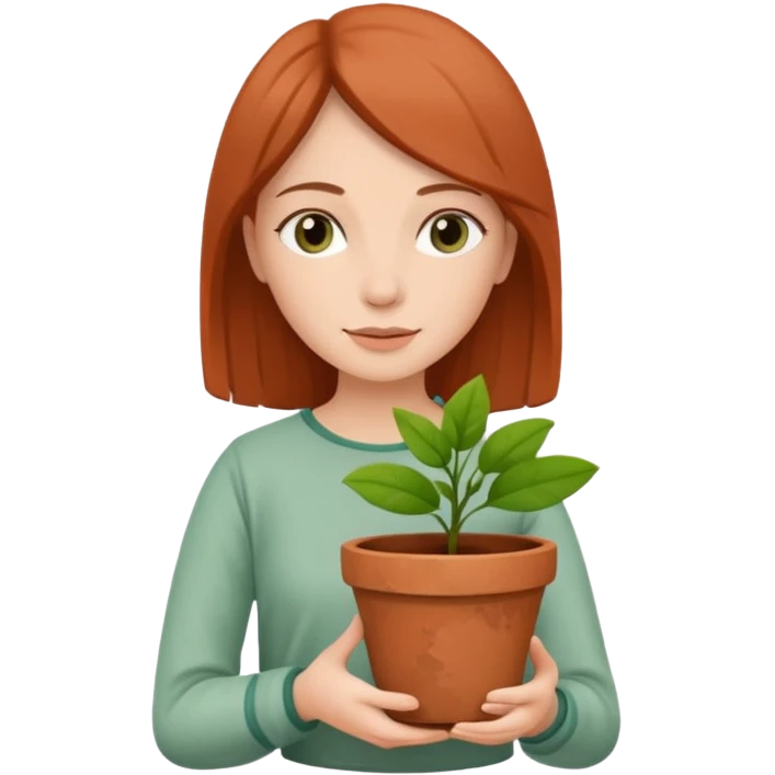 woman holding a flower pot emoji