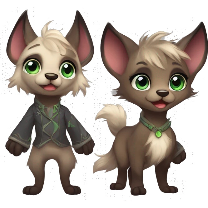 Cute anthropomorphic furry fantasy-animal-fursona griffsnuff & LiLaiRa & Falvie full body emoji