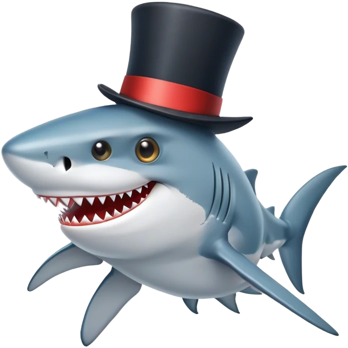 Shark with a top hat emoji