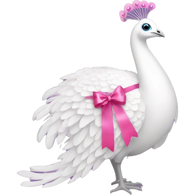 White peacock with pink ribbon emoji