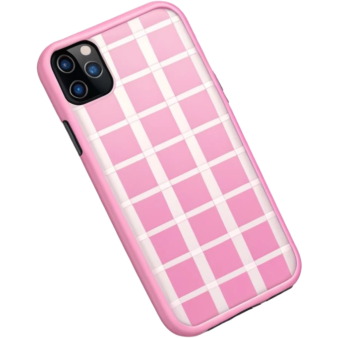 iPhone 16 with pink checkered phone case  emoji