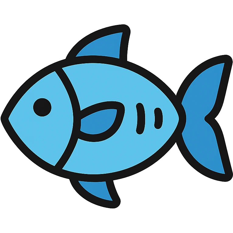 fish, aquatic blue tones, color icon style emoji