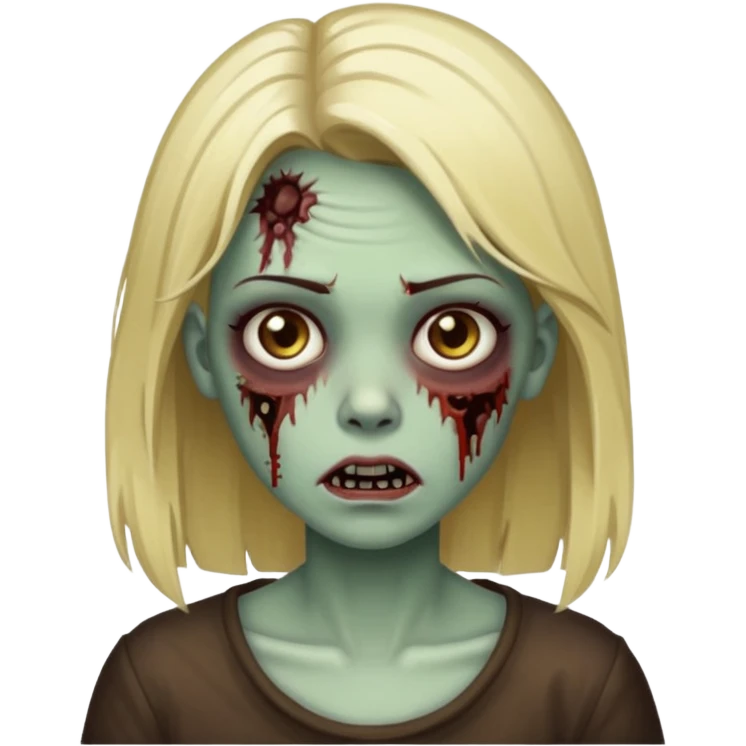 faça uma menian zumbi com o cabelo liso castanho escuro com algumas mechas loiras emoji