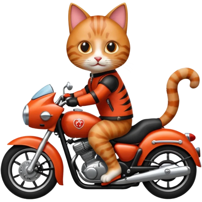 Cat on red and black motorcycle emoji