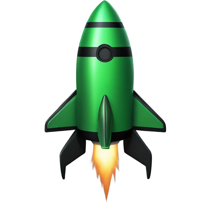 green and black rocket ship emoji