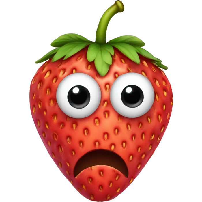 strawberry with eyes and a tophat emoji