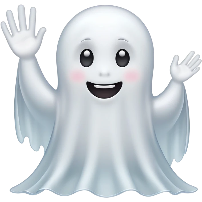 cute white ghost waving emoji
