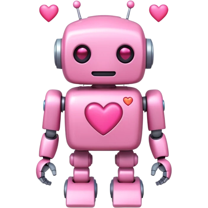cute pink robot with hearts pink emoji