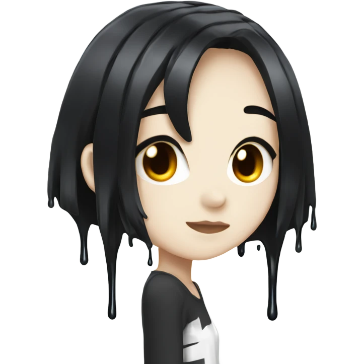 white paint dripping over an anime girl with black hair emoji