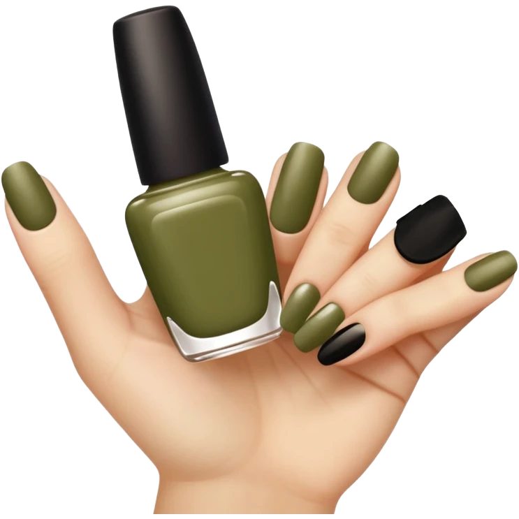 gel polish, y manicure en beige and olive green  emoji