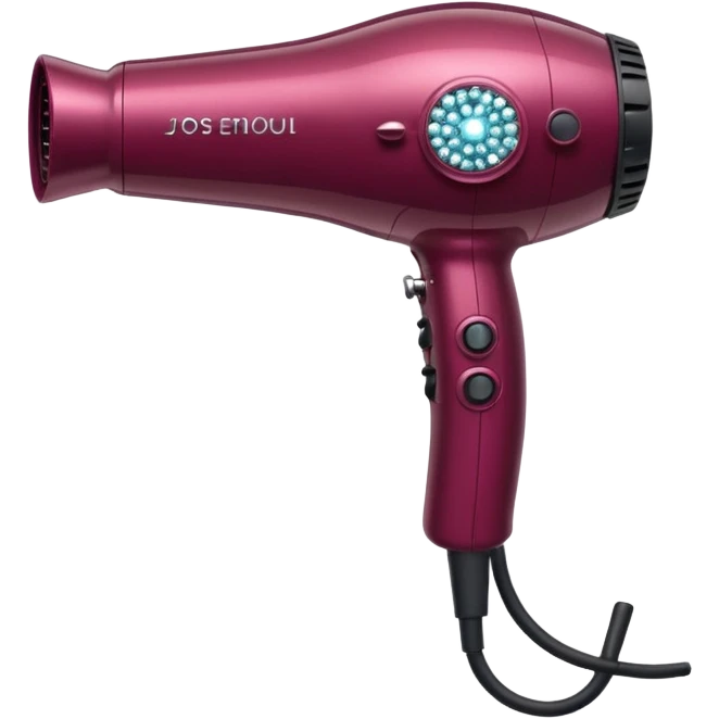 burgundy blow dryer covered in gems emoji