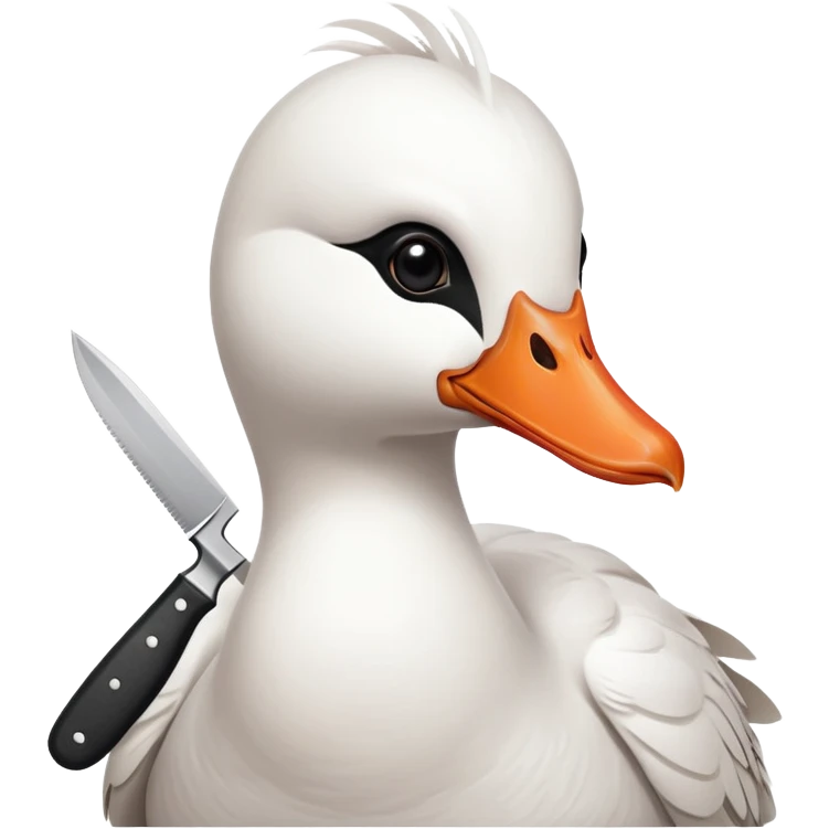 mischievous goose with a knife in its bill, untitled goose game inspired emoji