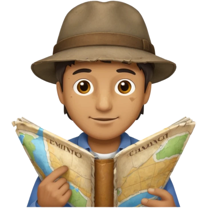 Man + hat + map,Jungle Explorers. emoji