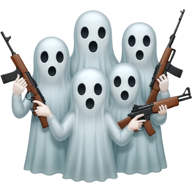 Fantasmas con un fusil y haciendo está señas con la mano 🤙 emoji