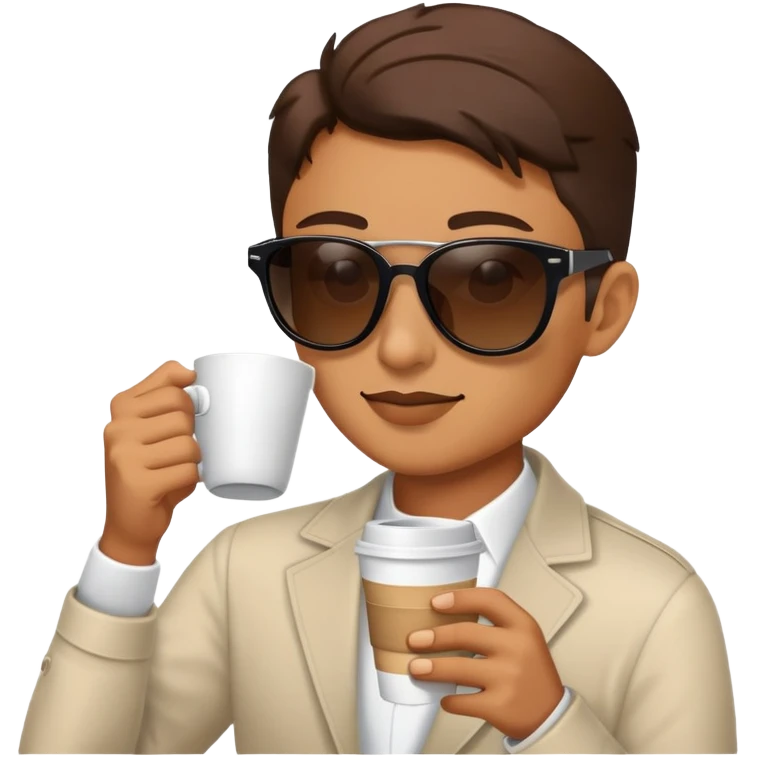 Human with sunglasses drinking coffee  emoji