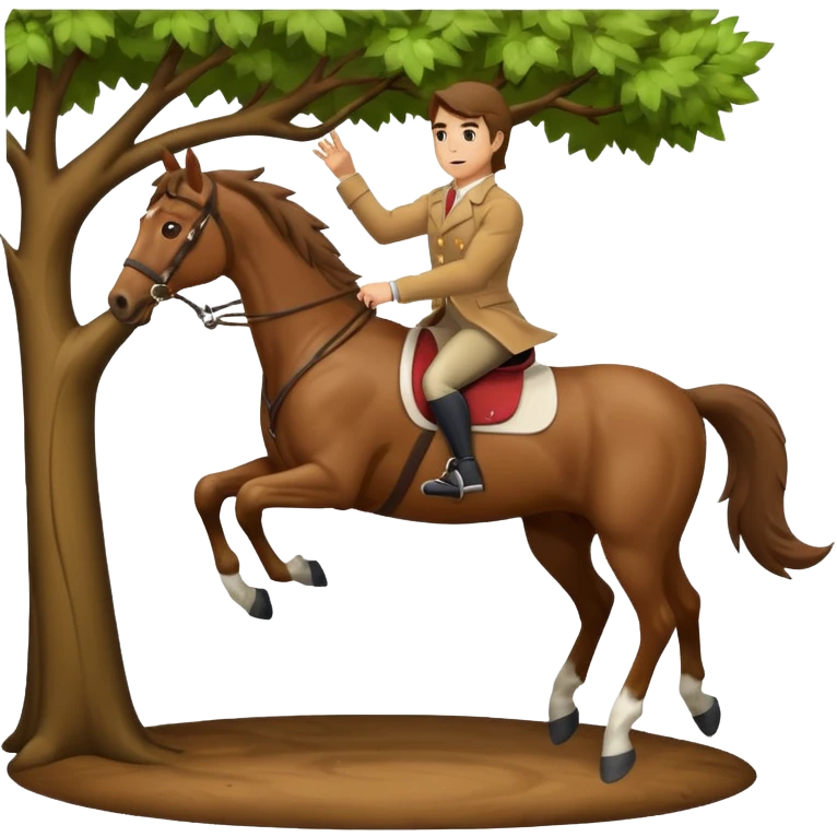 Horse jumping a tree emoji