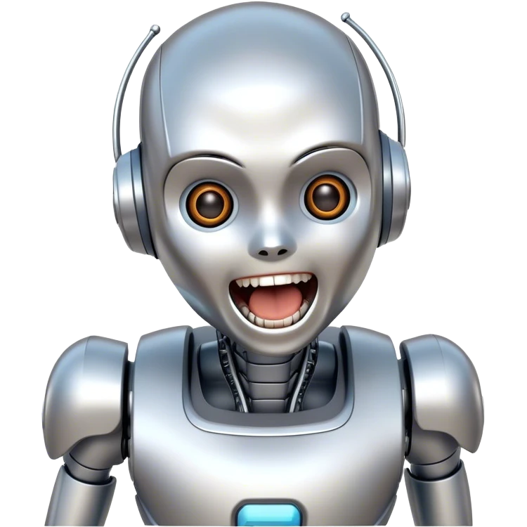 Humanoid Robot Screaming with Laughter emoji