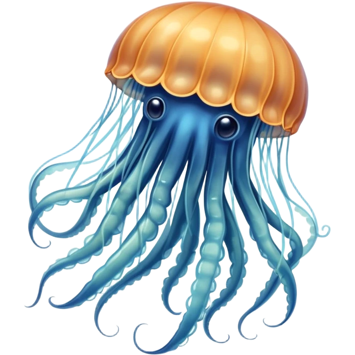dangerous jellyfish with long stinging tentacles approaching a swimmer in the ocean emoji