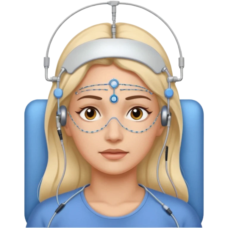 woman polysomnography sleep test with electrodes attached to head emoji