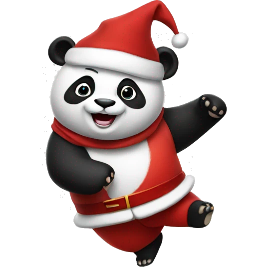 Dancing Panda dressed as Santa  emoji