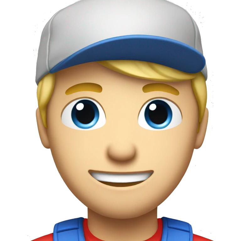 blond guy with blue eyes and hat red playing video games emoji
