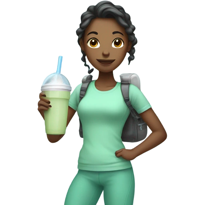 Protein shake girl drink mint clothes emoji