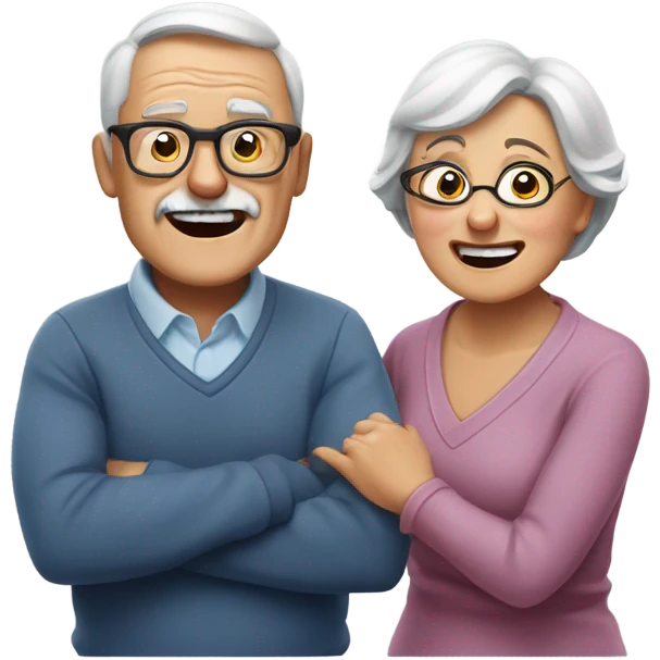 A couple is seniors fighting but loving eatch other and he uses glasses  emoji