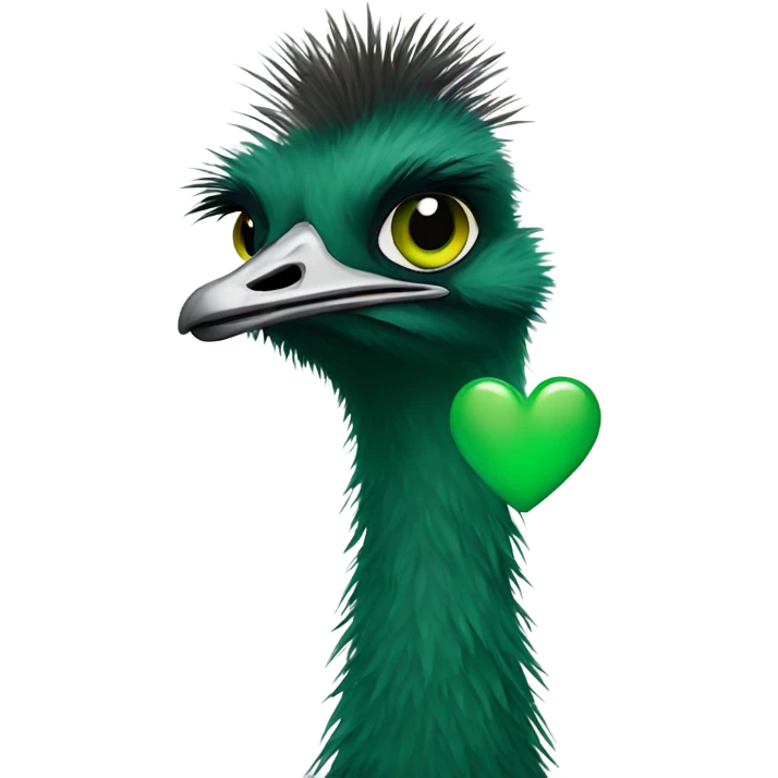 Emu with a green heart emoji
