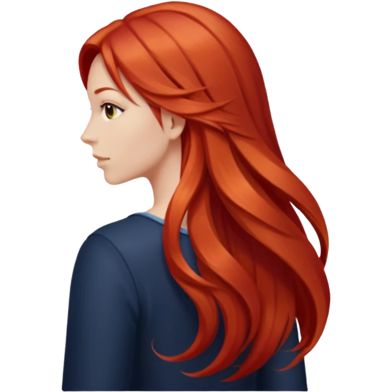 long redhead hair woman back emoji