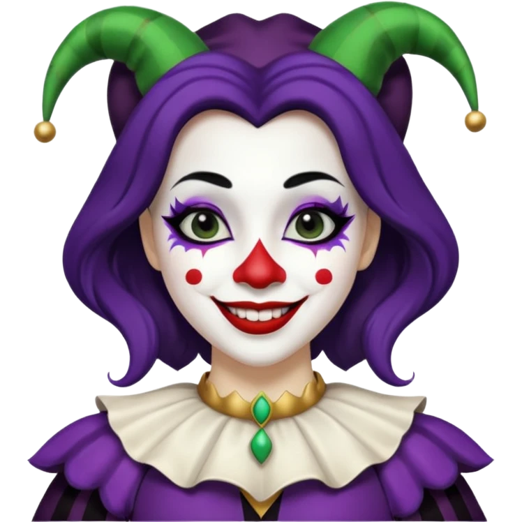 make a black and white jester with white makeup and black lipstick emoji