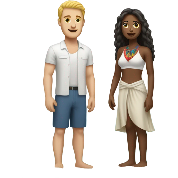 White man and Peruvian woman at the beach emoji