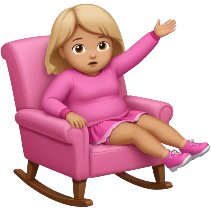 Little Girl fat but not too fat falling off chair with pink clothes on emoji