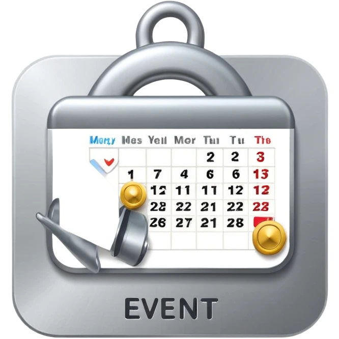 event notification icon, iPhone system icon style, calendar and bell with notification badge, minimal, modern, app UI emoji