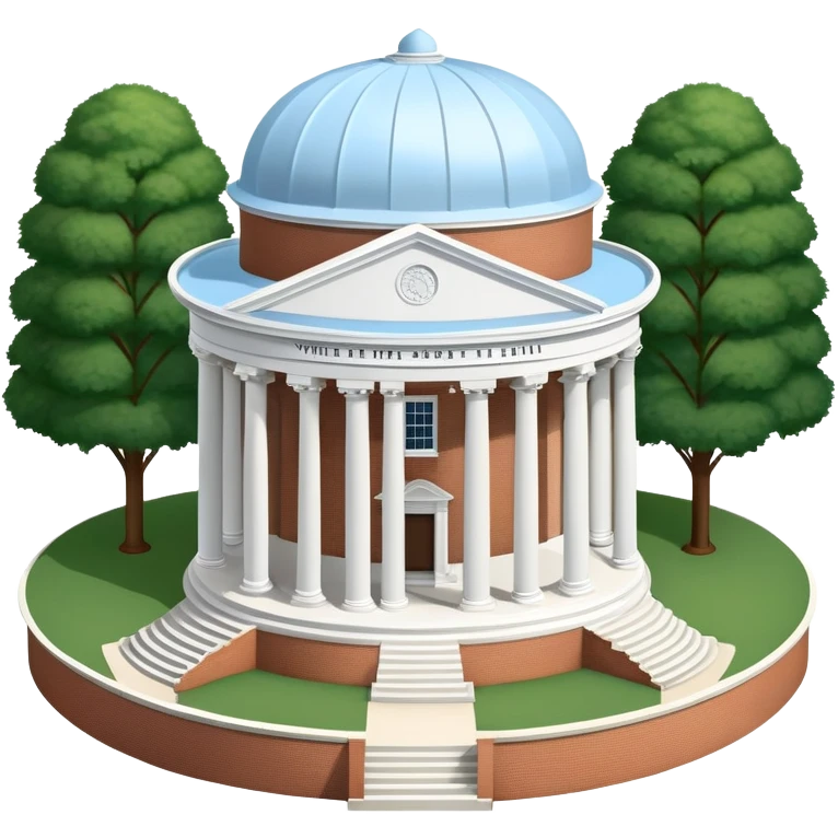 unc chapel hill old well, A detailed emoji of the UNC-Chapel Hill Old Well, featuring the iconic white neoclassical rotunda structure with eight Doric columns supporting a circular dome. The structure should be centered on a brick circular base with three steps leading up to it. Include the distinctive white balustrade around the top and the small cupola. The well should be surrounded by lush green grass and flowering dogwood trees (North Carolina's state flower) with white blossoms emoji