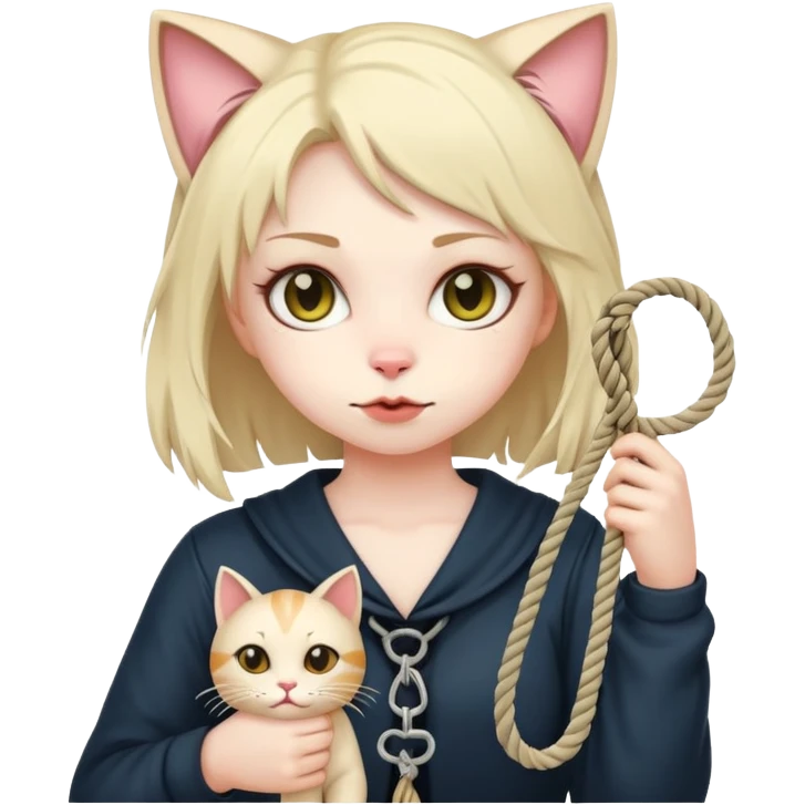 cat girl holding noose emoji