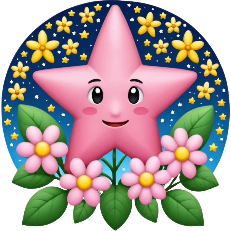 cruz rosa con flores y estrellas fugaces  emoji