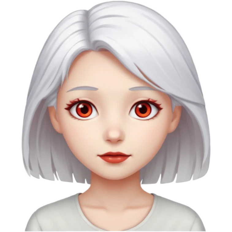 a girl with white hair and bright red eyes emoji
