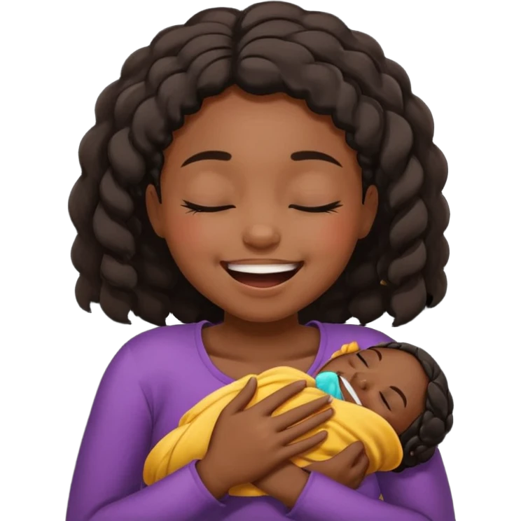 Black girl choking herself and smiling with closed eyes  emoji