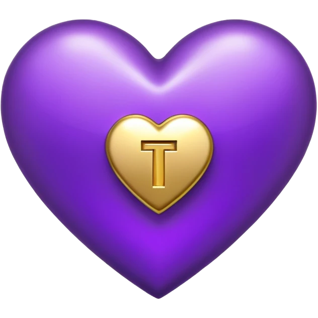 The gold Letter “T” inside a Purple Heart emoji