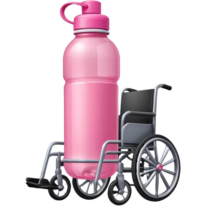 Pink water bottle sitting on a wheelchair with cars   emoji