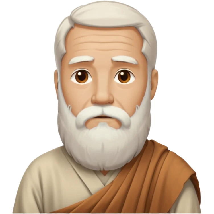An emoji portrait of an ancient Greek philosopher. He has a flowing white beard and wears a simple chiton. His expression is thoughtful and profound. emoji