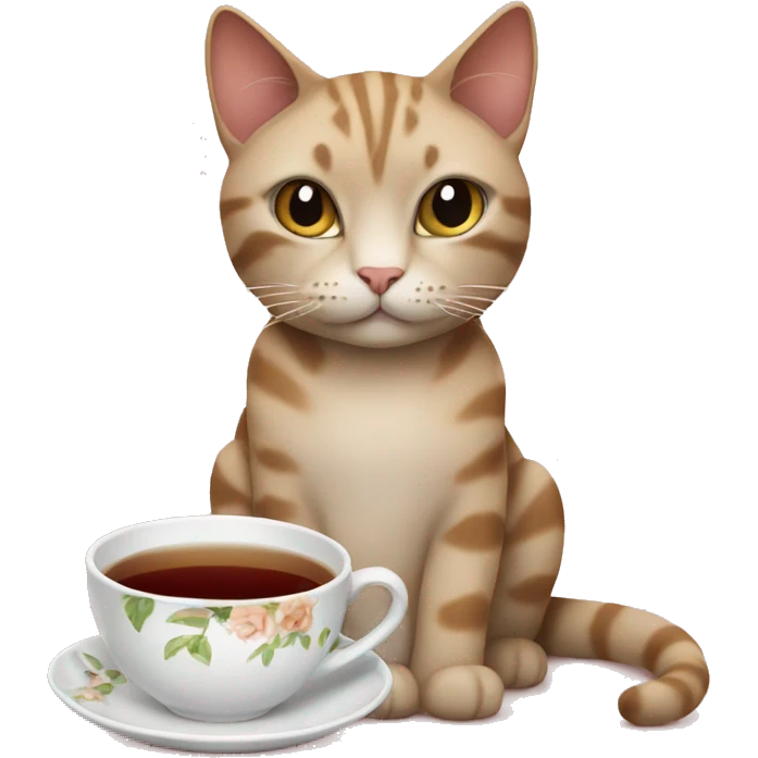 cat with tea emoji