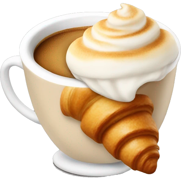 Cup of cappuccino with croissant emoji