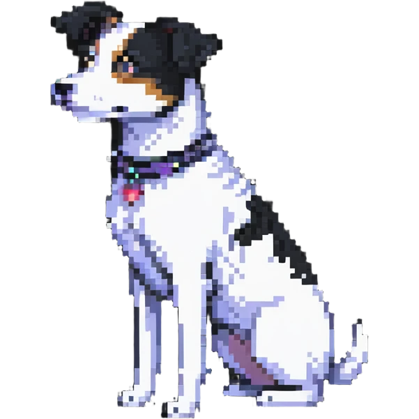 a dog with a half-human body, pixel art style emoji