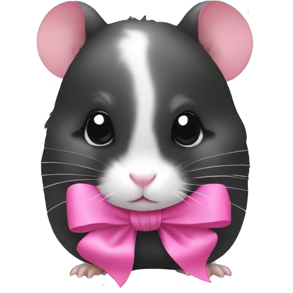 a black and white hamster with a pink bow on her head emoji