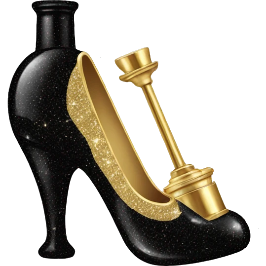 A perfume bottle formed as a black sparkly heel but the heel is gold emoji