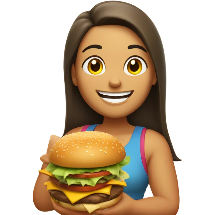 Fat girl eating burger emoji