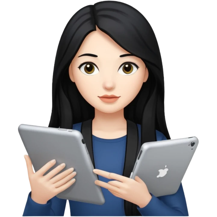 ESTUDIANTE CON IPAD mujer cabello largo emoji