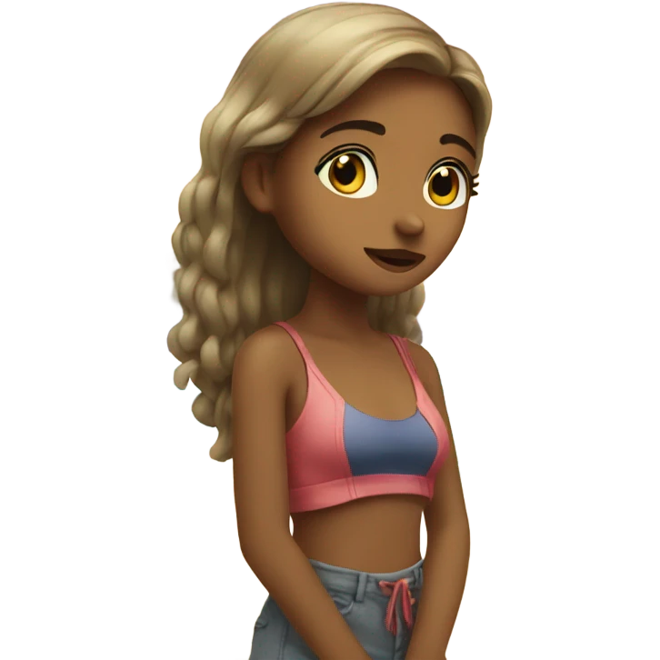 Girl looking at beach emoji